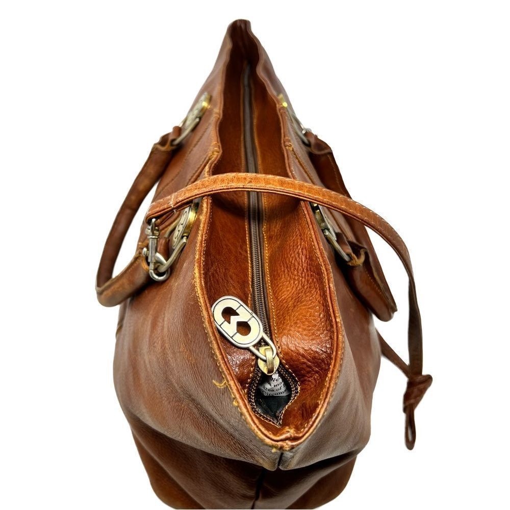 Marino Orlandi Brown Leather Satchel Tote - Picture 4 of 13